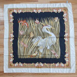 Salvatore Ferragamo silk dragonfly butterfly large scarf 34"